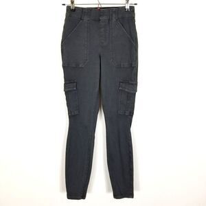 Spanx Women Stretch Twill Ankle Cargo Pants‎ Washed Black Size S